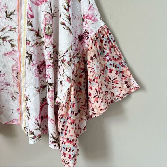 Mystree Floral Kimono Open Front Lightweight Boho Garden Girl Rayon Cardigan - Picture 3 of 12